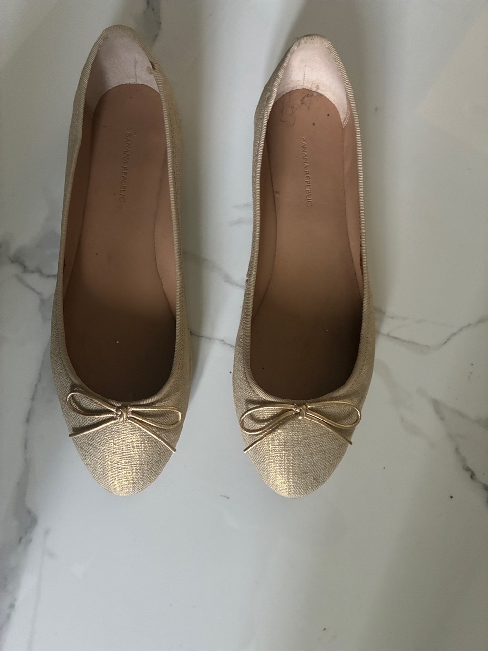 Banana Republic Metallic Gold Bow Ballet Flats
